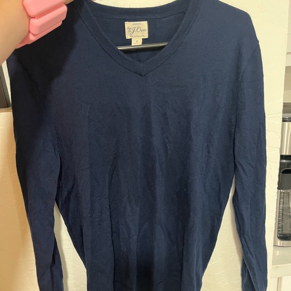 J. Crew Deep Blue V-Neck Sweater Merino Wool 💌 - Picture 4 of 4